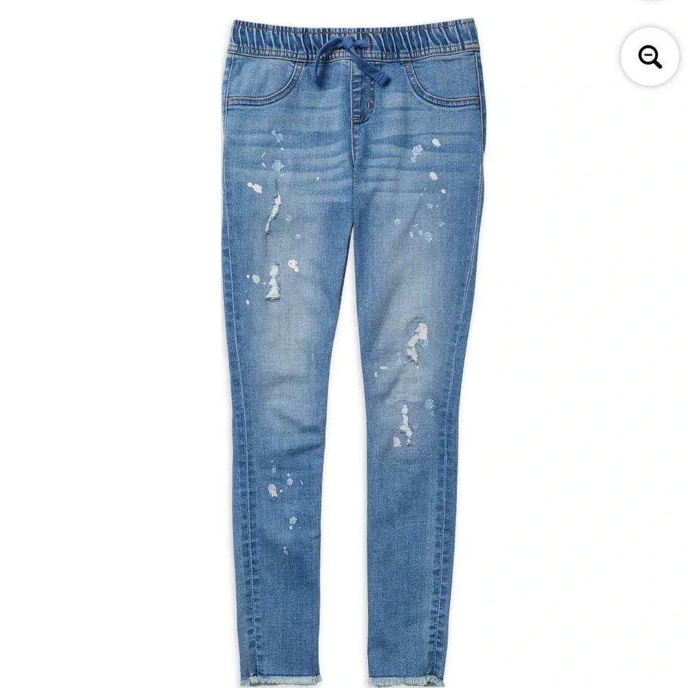 Justice Girls Denim Jeans Elastic Waist-Size 12 Distressed New W/ Tags!